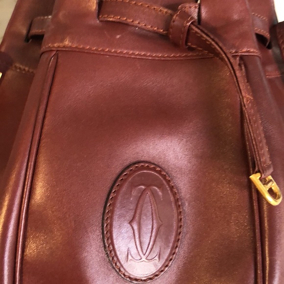 Vintage Cartier Leather draw string shoulder purse - Picture 2 of 16